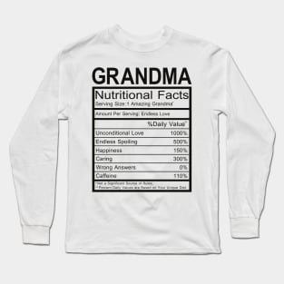 Grandma Nutritional Facts Long Sleeve T-Shirt
